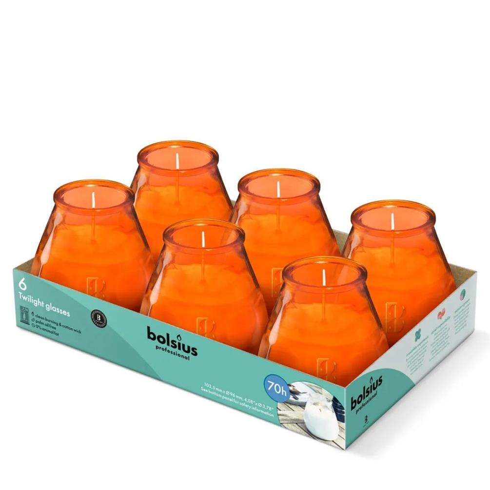 Bolsius Orange Professional Twilight Patio Candles (Pack of 6) £16.64